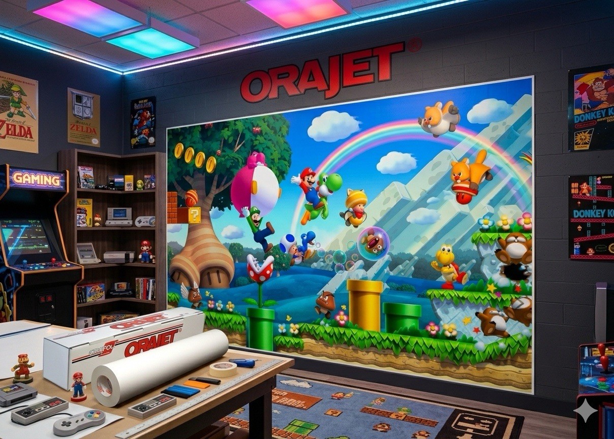 Super Mario Bros 13 Ft X 8 Ft Peel Vinyl Wall Decals Nintendo Mario Game Room,