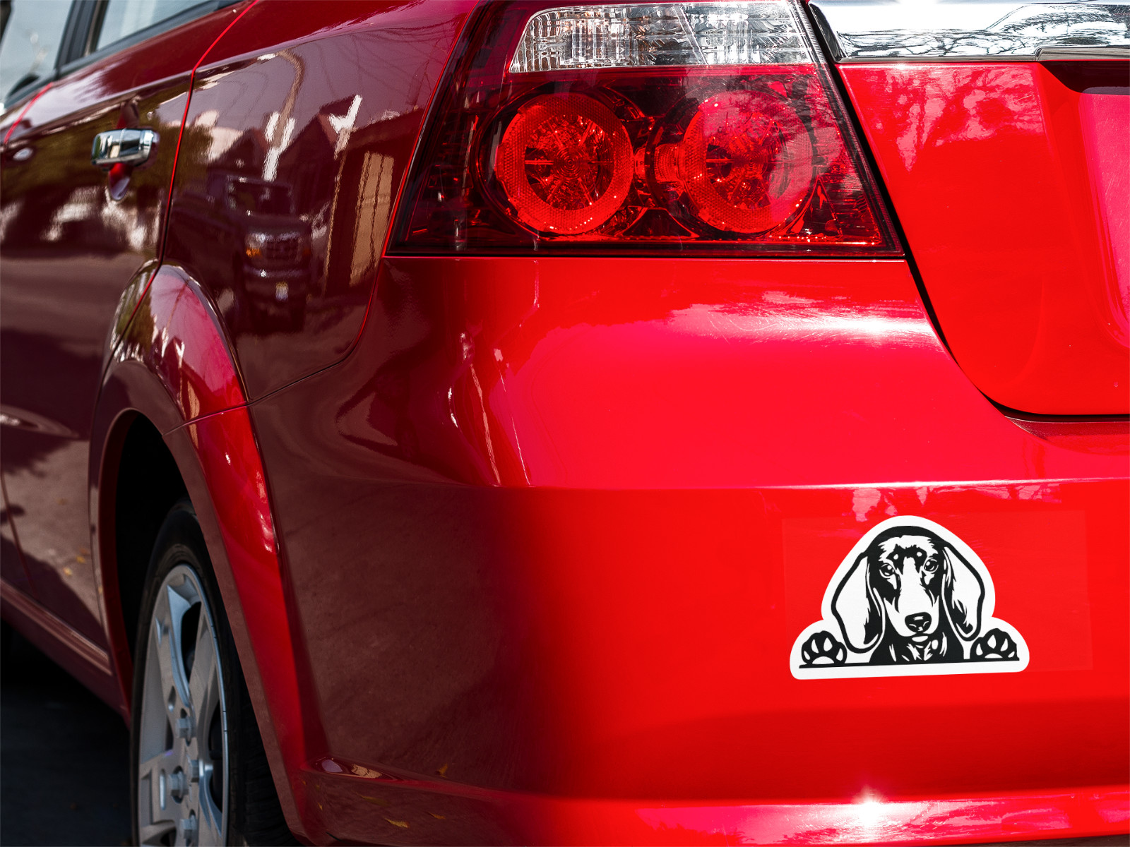 Adorable Dachshund Face 4.5 inch Decal – Sticker Graphic – Auto, Wall – PS762