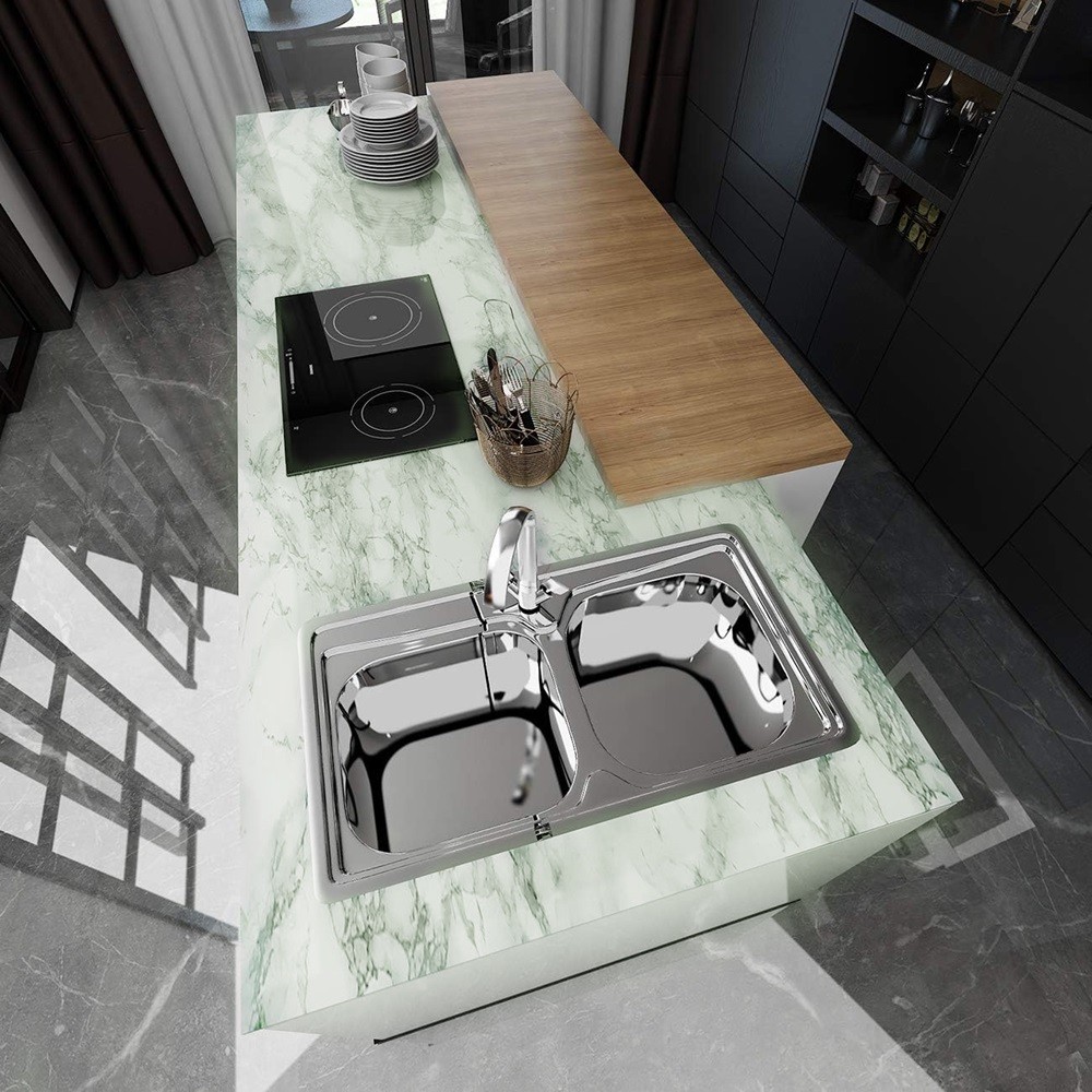 Green Marble Contact Paper Self Adhesive Peel Stick Wallpaper Kitchen Countertop