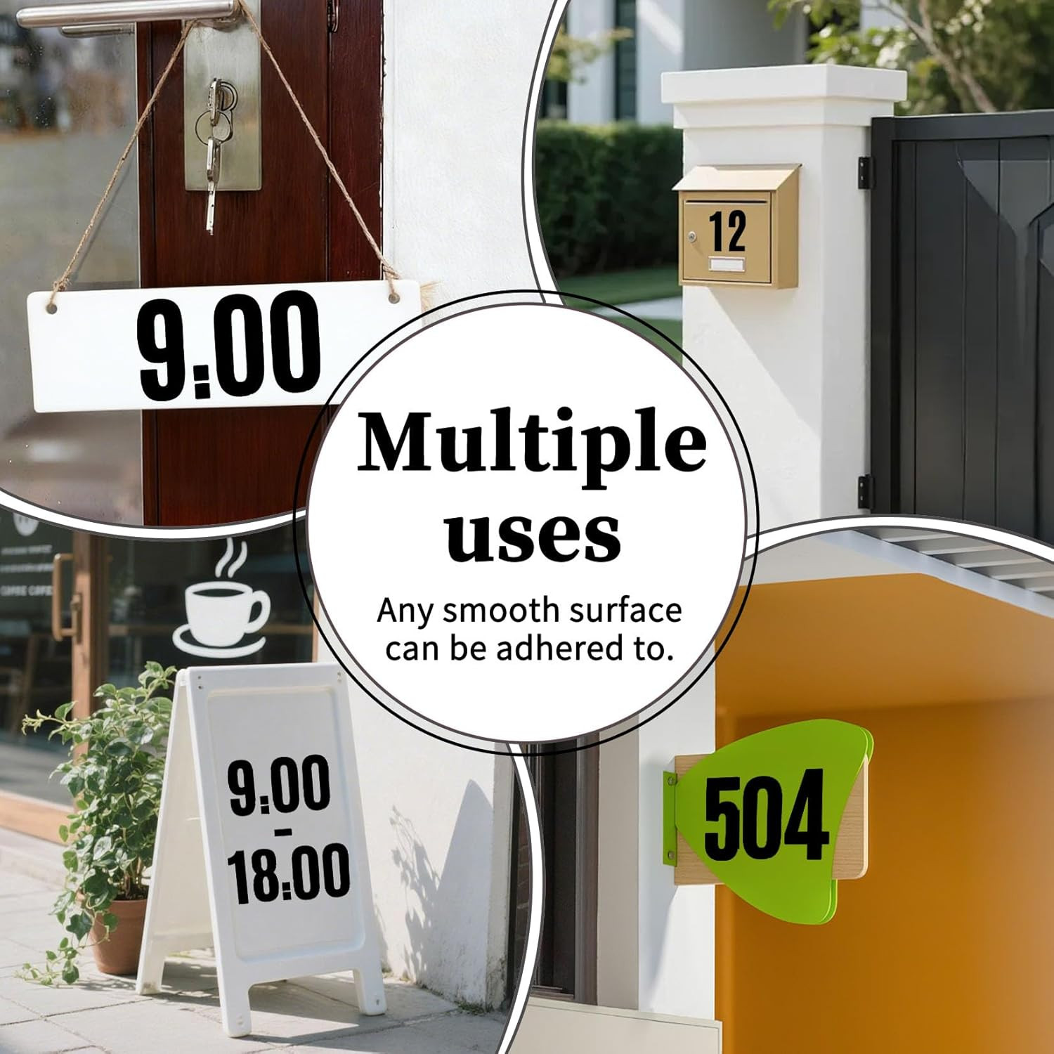 5 Inch Vinyl Number Stickers,88 Pieces Self-Adhesive Large Numbers 0-9 and Pu…