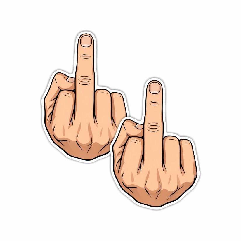 Middle Finger Funny Sticker, Peel N' Stick, Different Sizes.