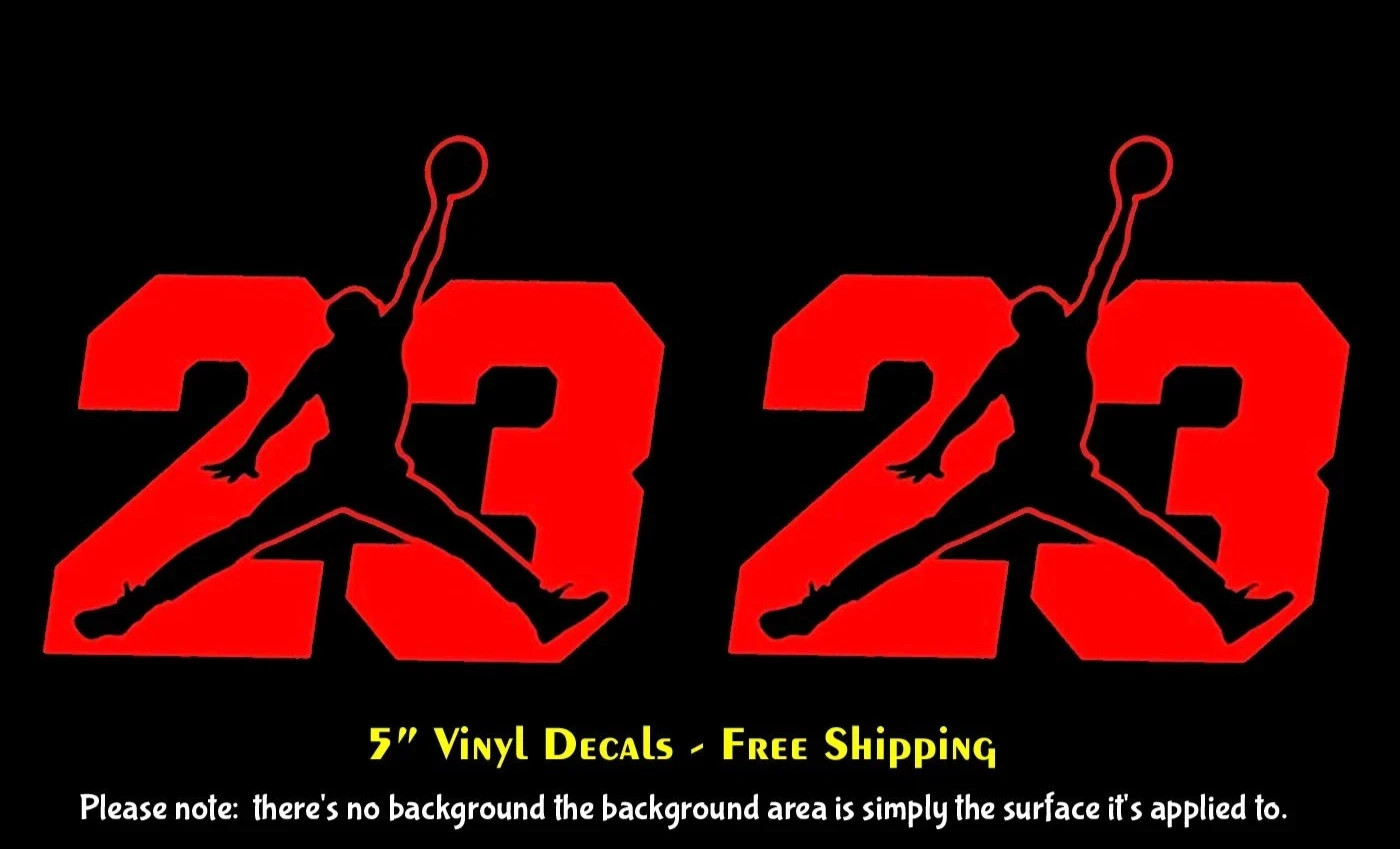 Jordan Jumpman #23 – Two 5" Red Vinyl Decal Vehicles Windows