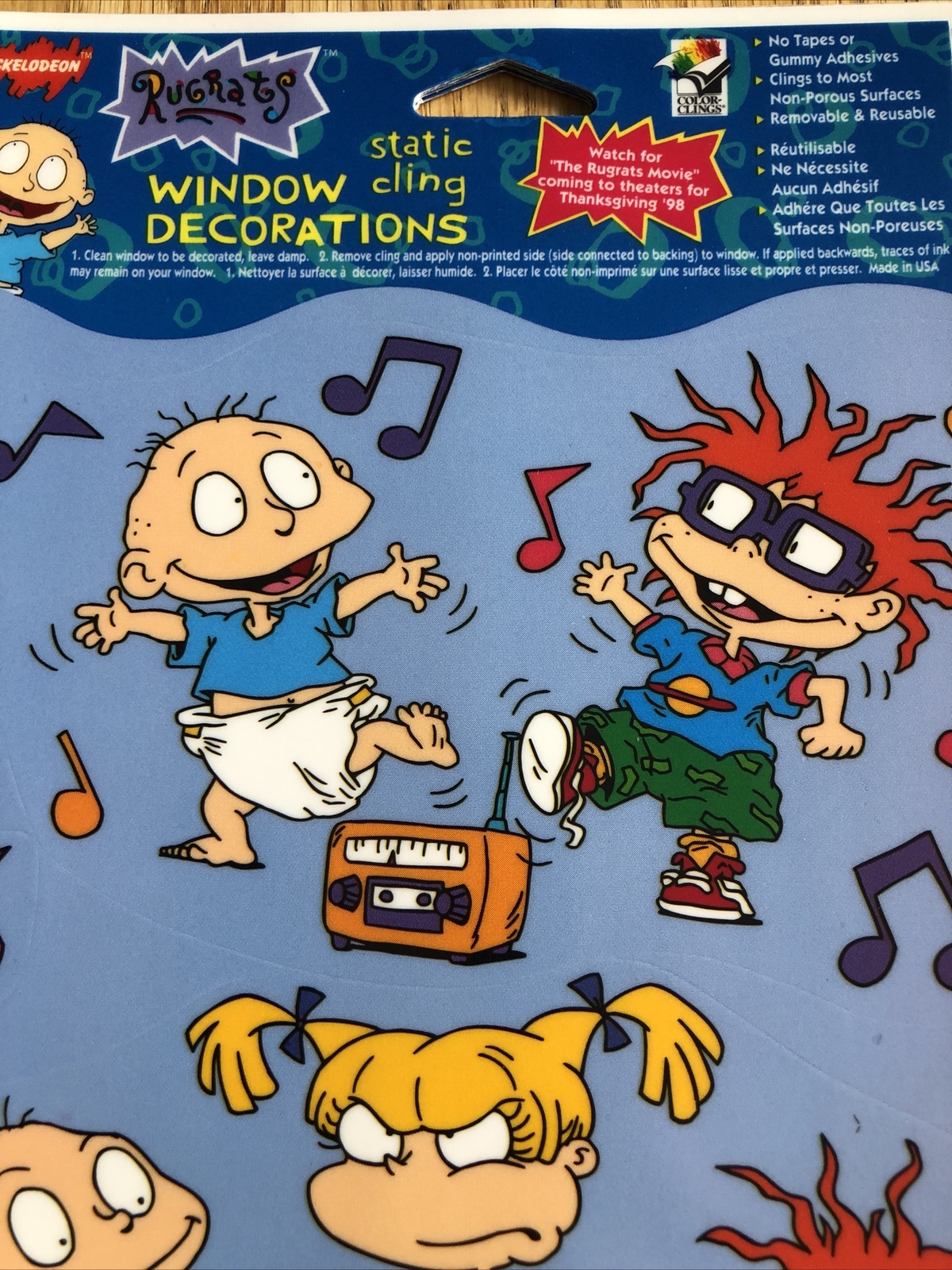 Rugrats Static Cling Window Decorations Nickelodeon Music, Kids, Dancing 1997