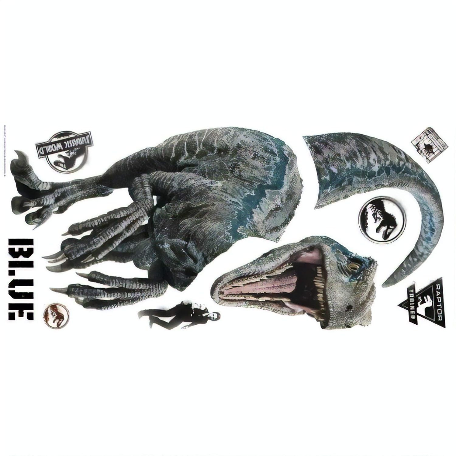 Velociraptor Giant Peel and Stick Vinyl Wall Decals for Kids Room Jurassic