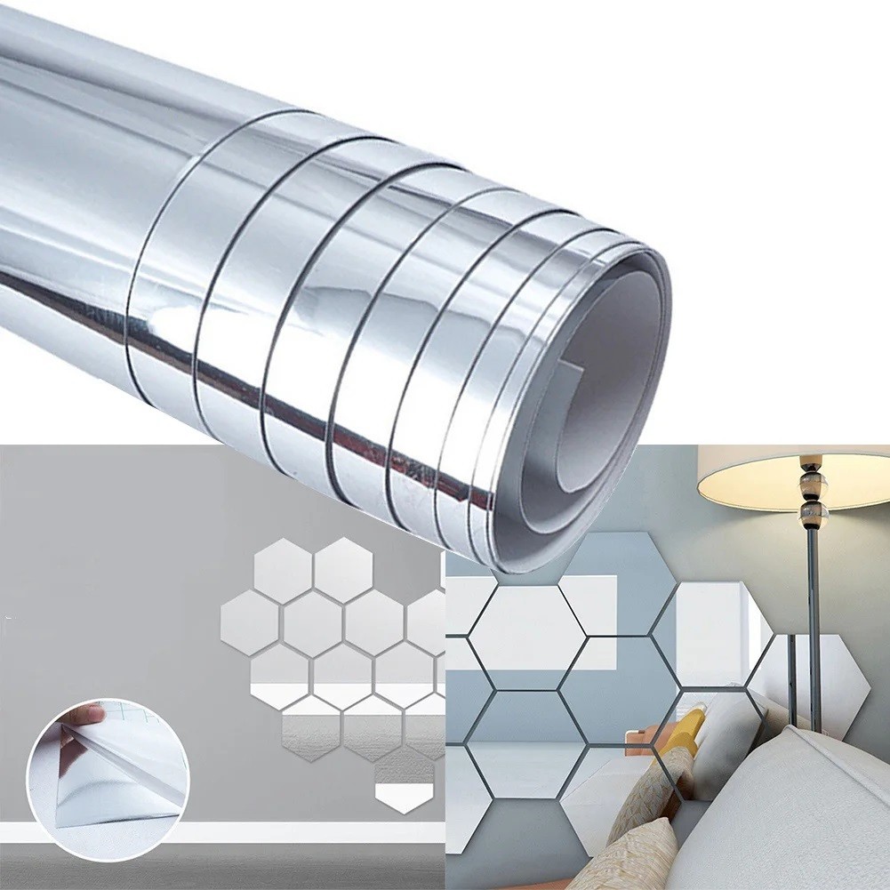 50x100cm Self Adhesive Mirror Reflective Wall Sticker Film Paper Kitchen Decor