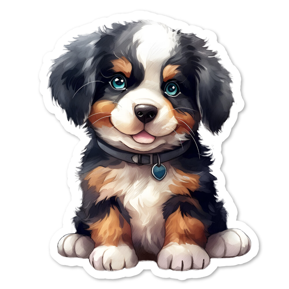 Bernese Mountain Puppy Vinyl Sticker, Water Bottle, Scrapbooking, Laptop Journal