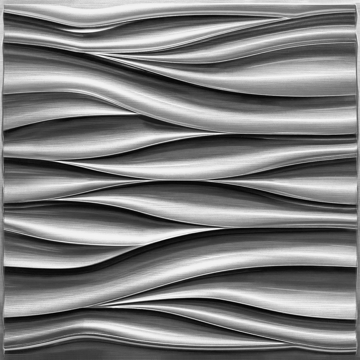 3D Wall Panels, Brushed Silver Decorative Wall Covering Panels, Wave Wall Pan…
