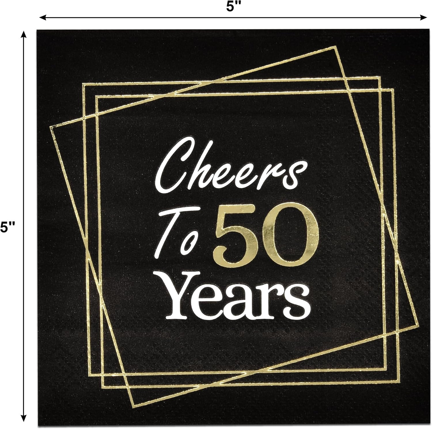 50Th Anniversary Birthday Napkins Cheers to 50 Years 100 Count Cocktail Beverage