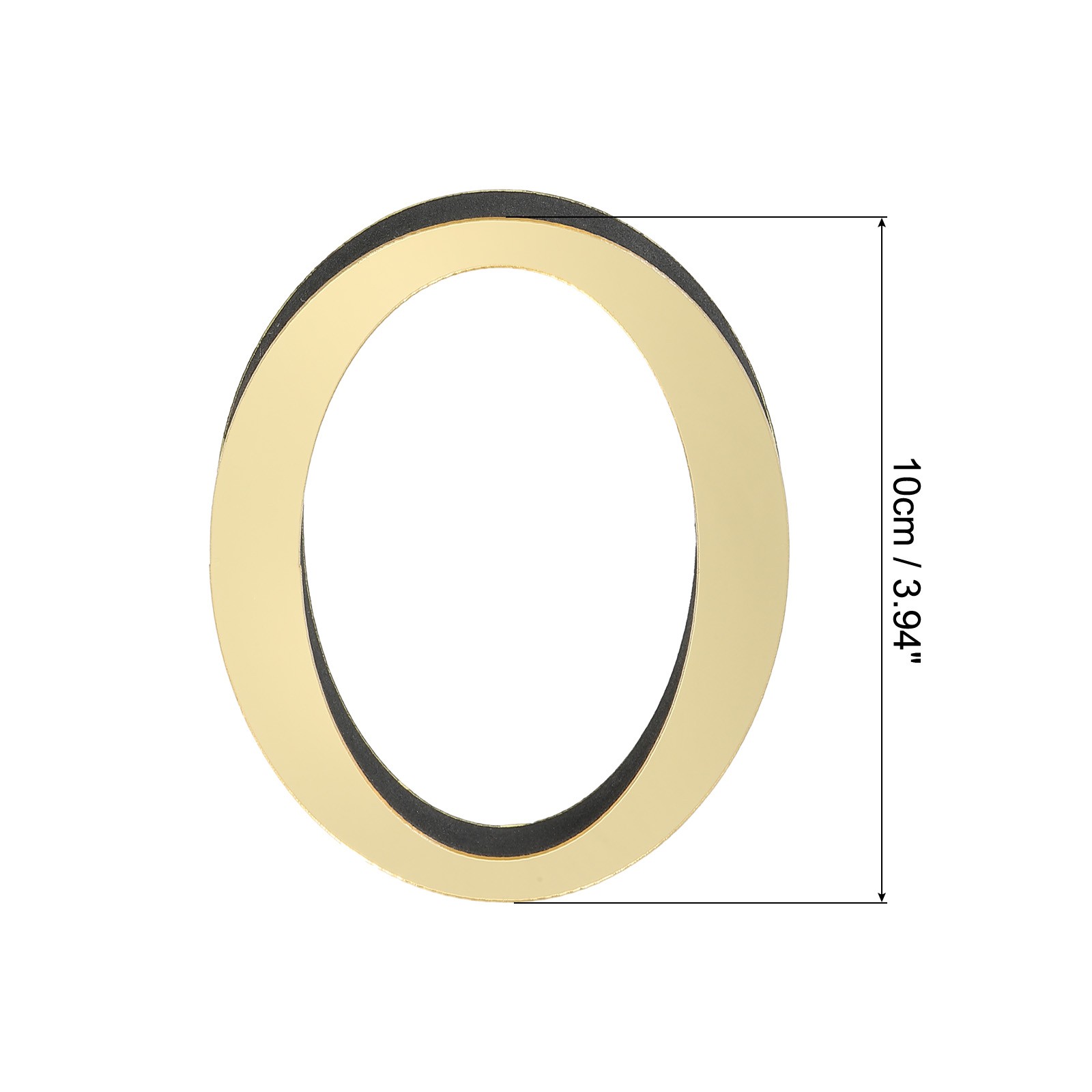 3D Acrylic Alphabet Mirror Wall Stickers Letter O Self-Adhesive Light Gold