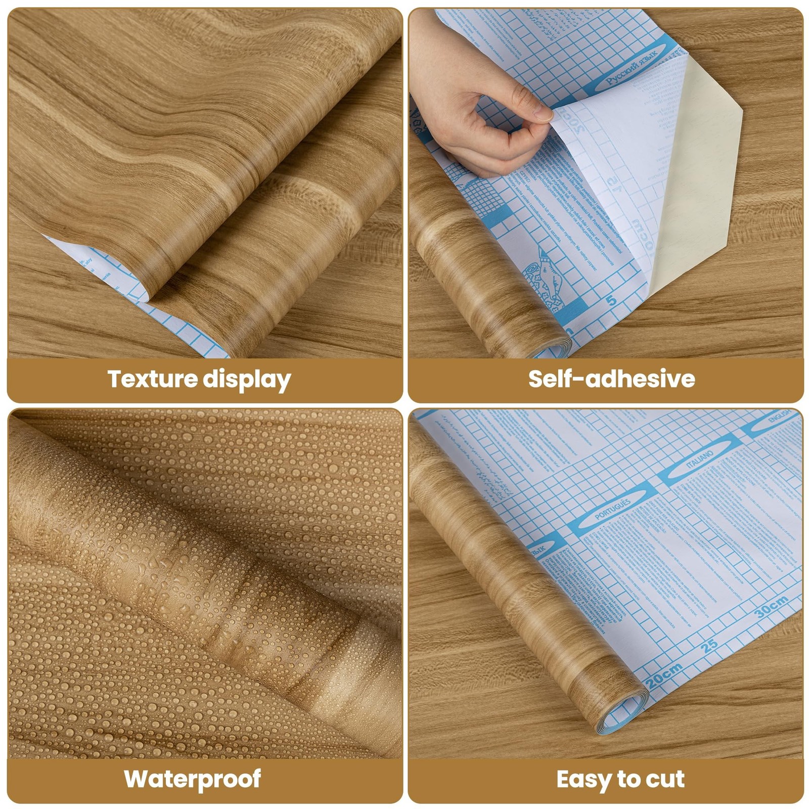 Decoroom Wood Grain Contact Paper Peel and Stick Wallpaper Brown Faux Wooden …