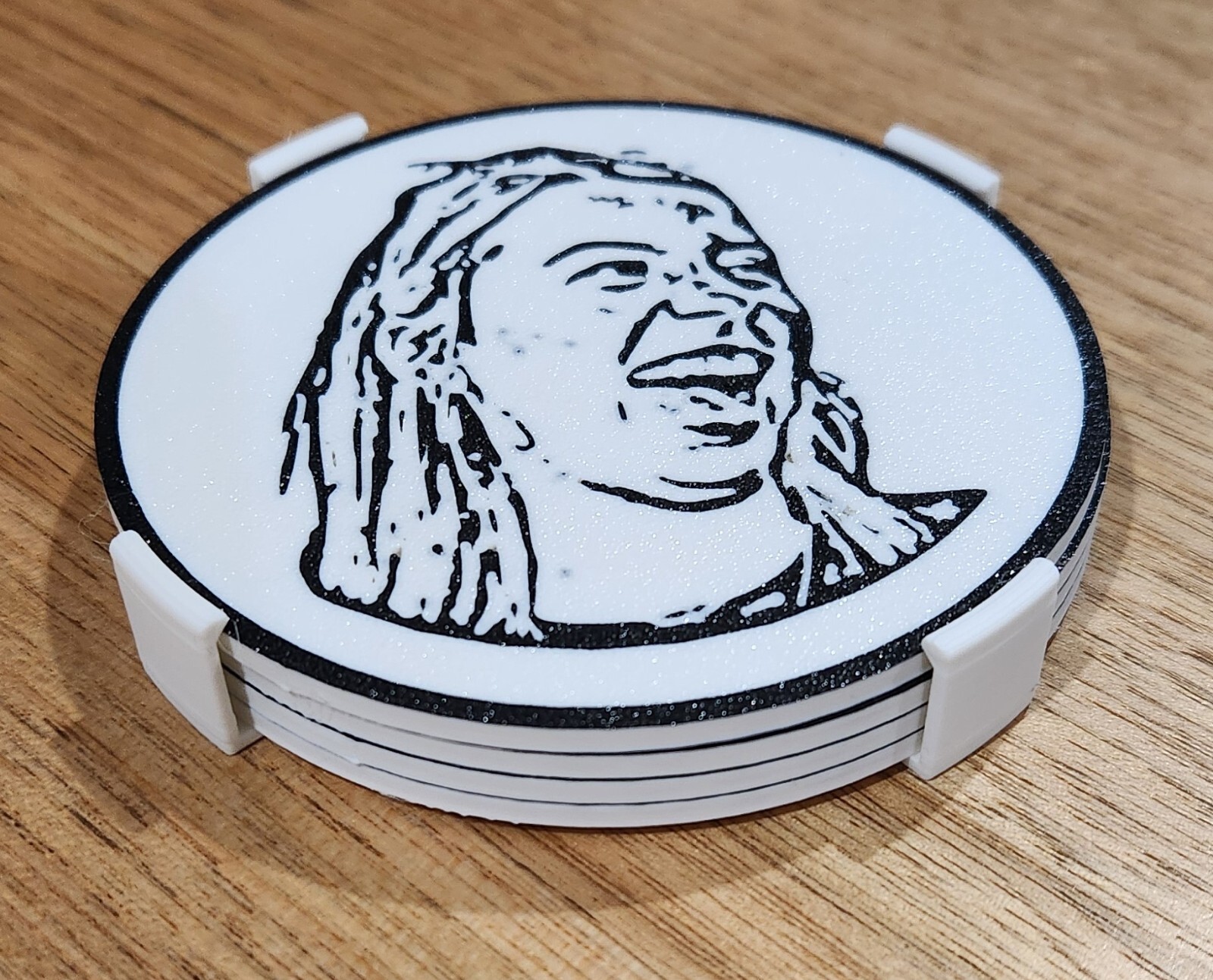 Hawk Tuah Spit On That Thang: Coaster Set (4 piece + holder) PLA 3D Printed