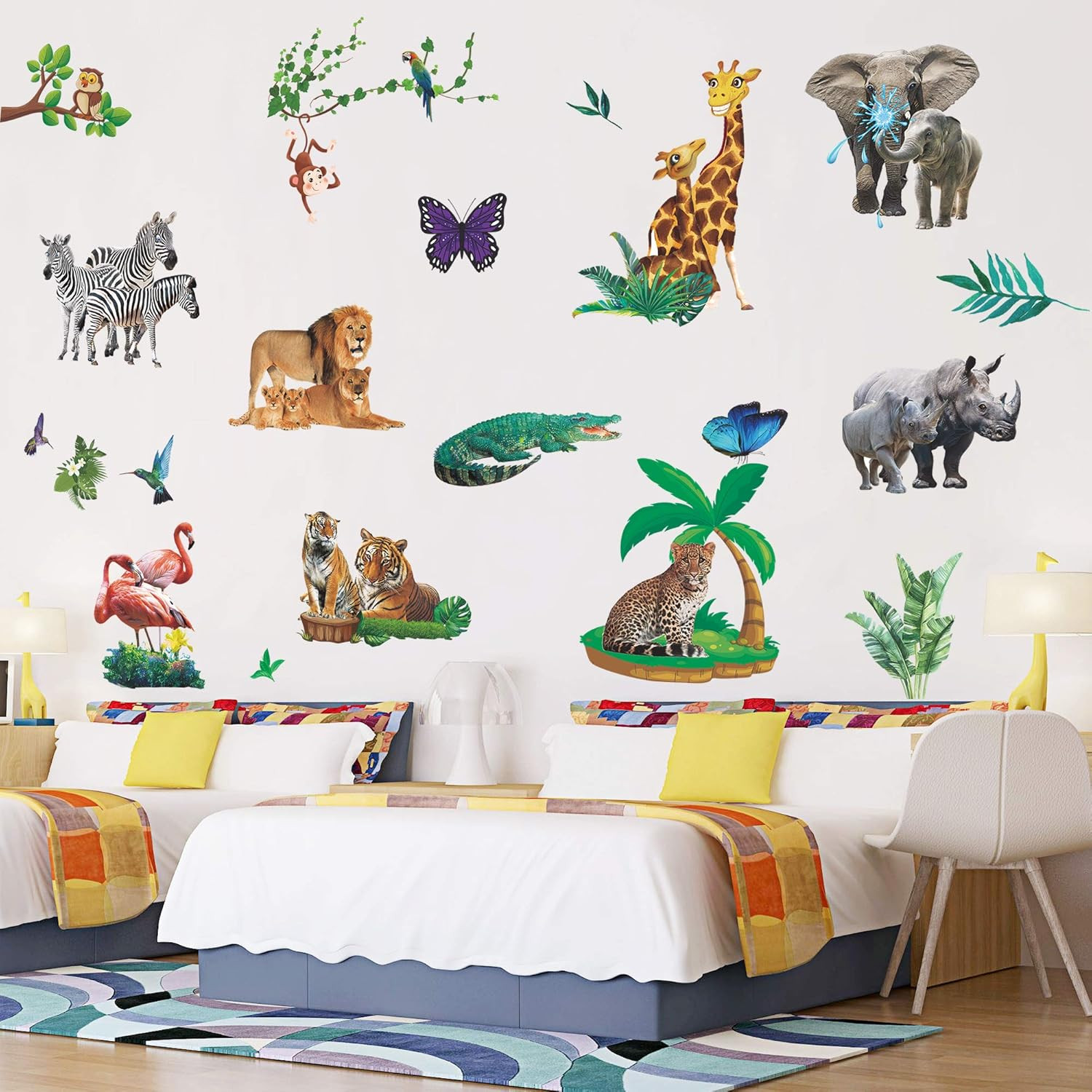 Lifelike Jungle Animal Wall Decals Safari Wild Animal Wall Stickers Removable Li