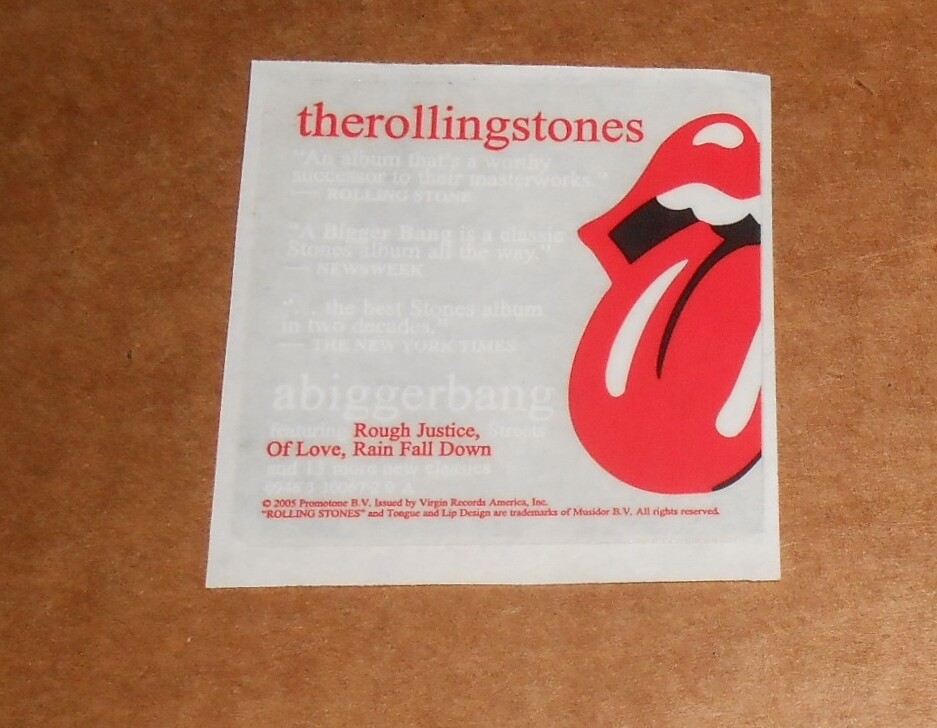 The Rolling Stones A Bigger Bang Clear Sticker Original Promo 2×2 RARE