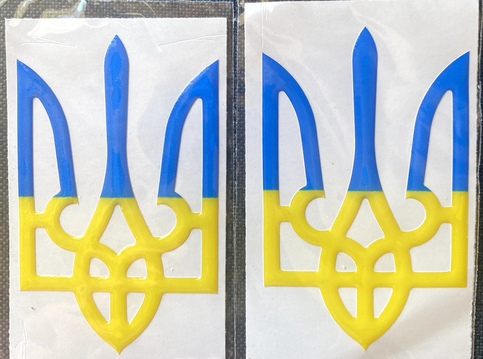 2X Glossy 3.2" Ukraine Tryzub Ukrainian Flag Color Decal Sticker Car Silicone