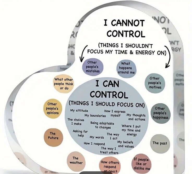Acrylic heart mental health awareness things I cannot control brand new
