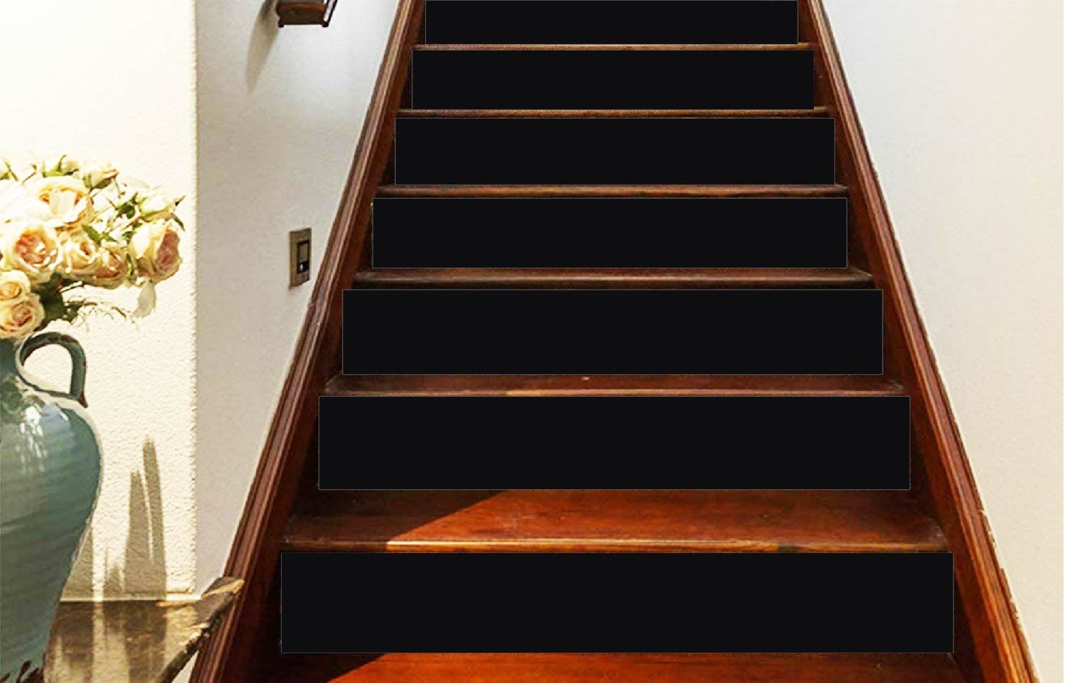 Black Stair Riser Stickers | Waterproof Vinyl Peel and Stick Decals (Set of 5)