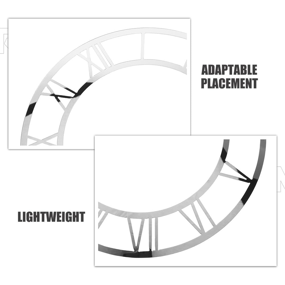 2pcs Roman Numeral Wall Clock Sticker Acrylic Mirror Clock Dial Decal for Ent…