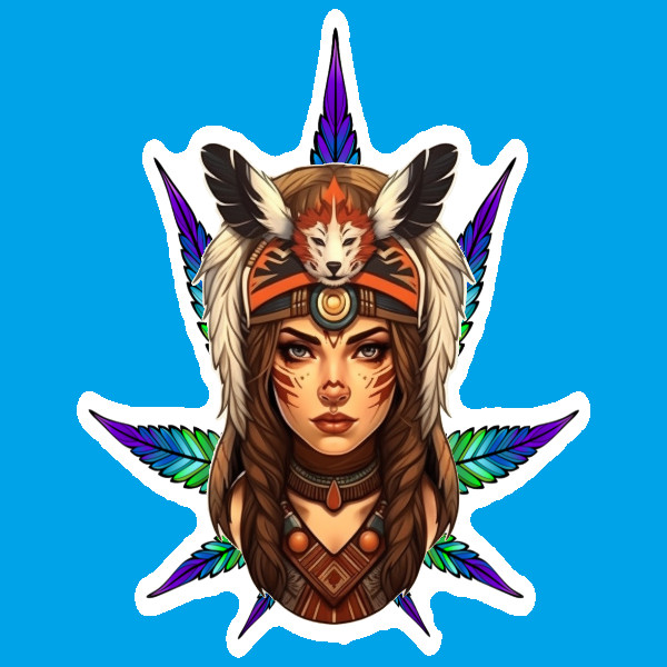 Indigenous Stoner Weed Smoker Vinyl Sticker Weatherproof Car Bumper Tribal Art
