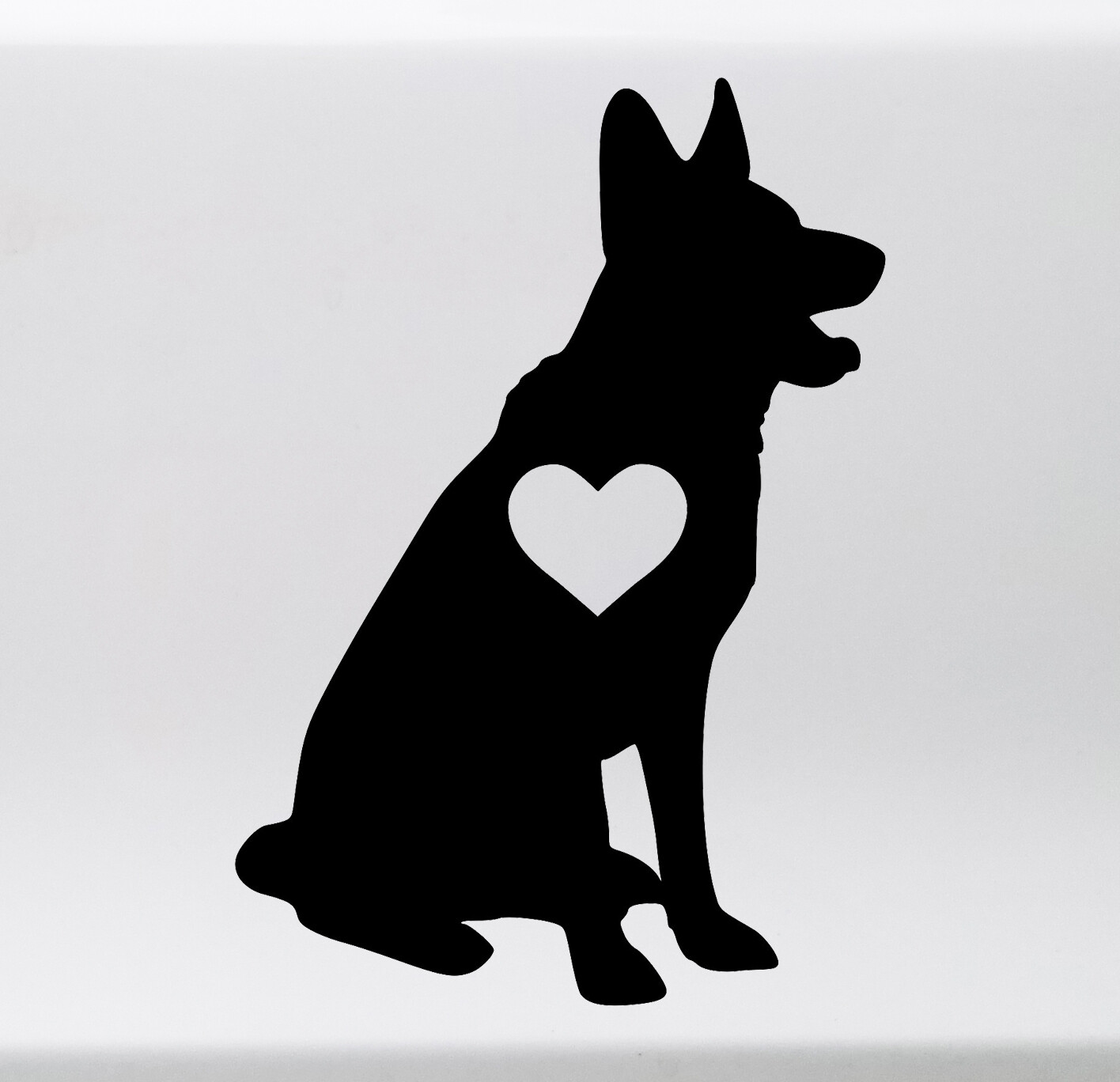 GERMAN SHEPHERD with Heart Vinyl Sticker – GSD Love Dog Puppy -V1- Die Cut Decal