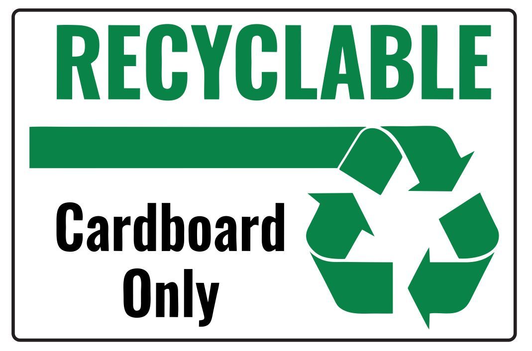 Recyclable Cardboard Only Safety Sign Sticker Decal Label D7353