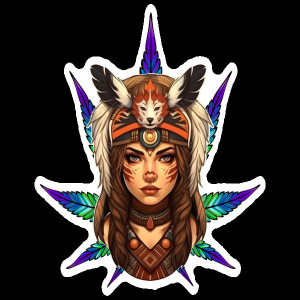 Indigenous Stoner Weed Smoker Vinyl Sticker Weatherproof Car Bumper Tribal Art