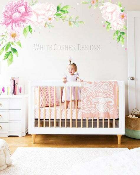 Watercolor Peony Wall Decals/ Peonies Decals/ Flower Decals/ Nursery Stickers