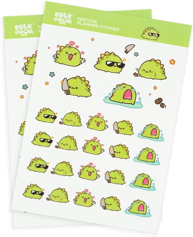 Milkmochabear 5-Pack Planner Sticker Sheets 250 Stickers Milk Mocha Matcha 2024