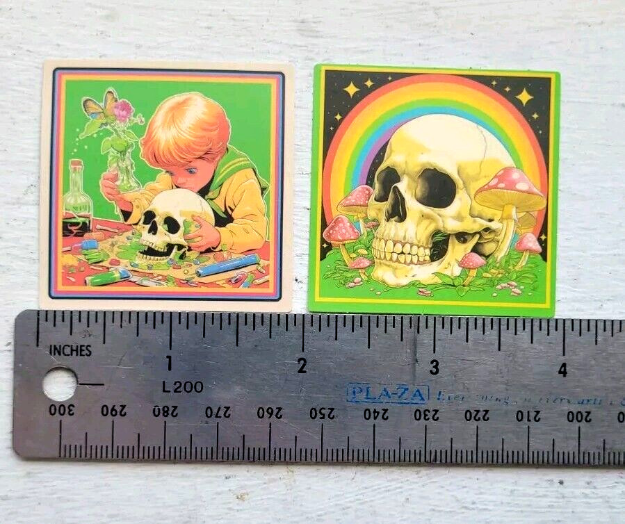 Haunted Doll Active Spirit Creepy Skull Boy Mad Scientist Sticker Lot Of 2 Pcs