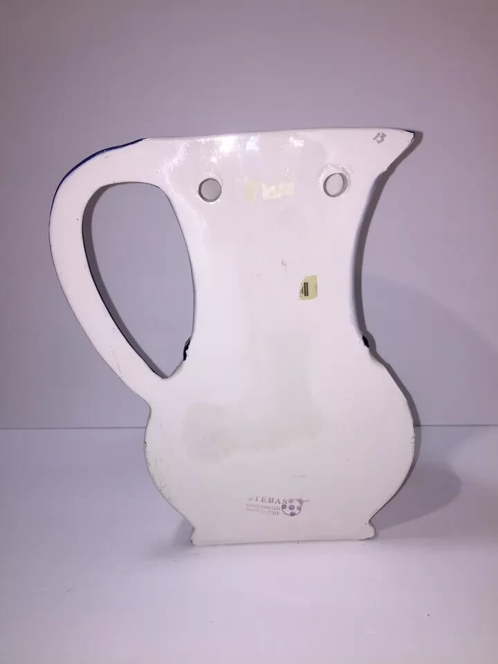 STEBAS Vintage Pottery Large Wall Mount Decor Hourglass Shaped Handle Jug Italy