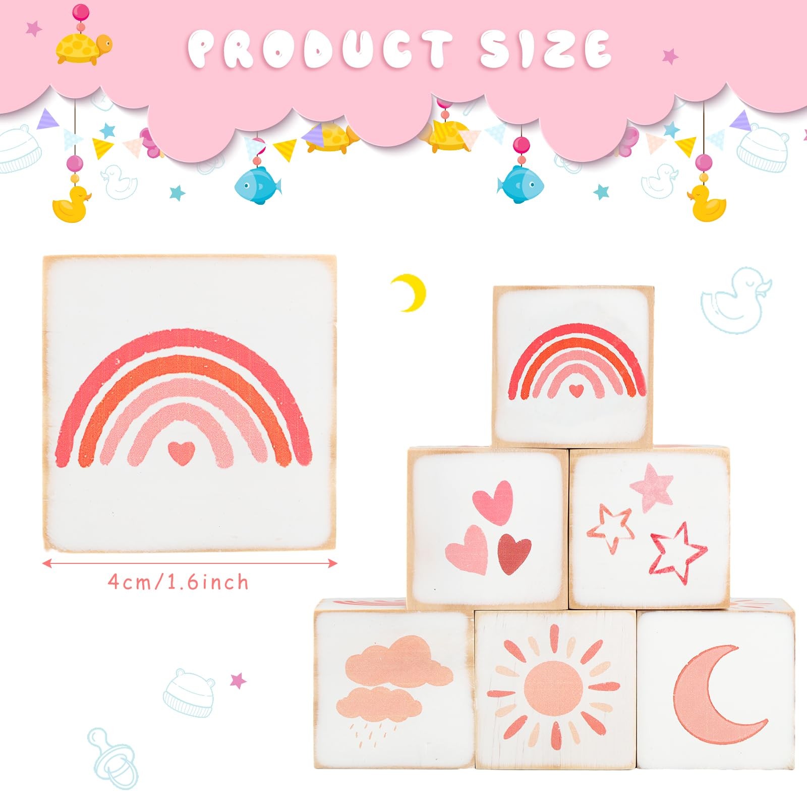 6 Pcs Rainbow Nursery Decor for Girls and Boys Nursery Watercolor Shelf Decor…