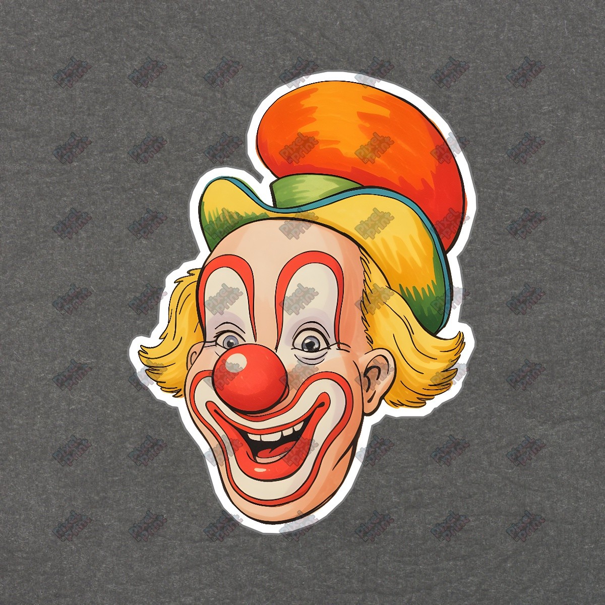 Vintage Cartoon Clown Face Sign Whimsical Circus Decor Colorful Clown #8417