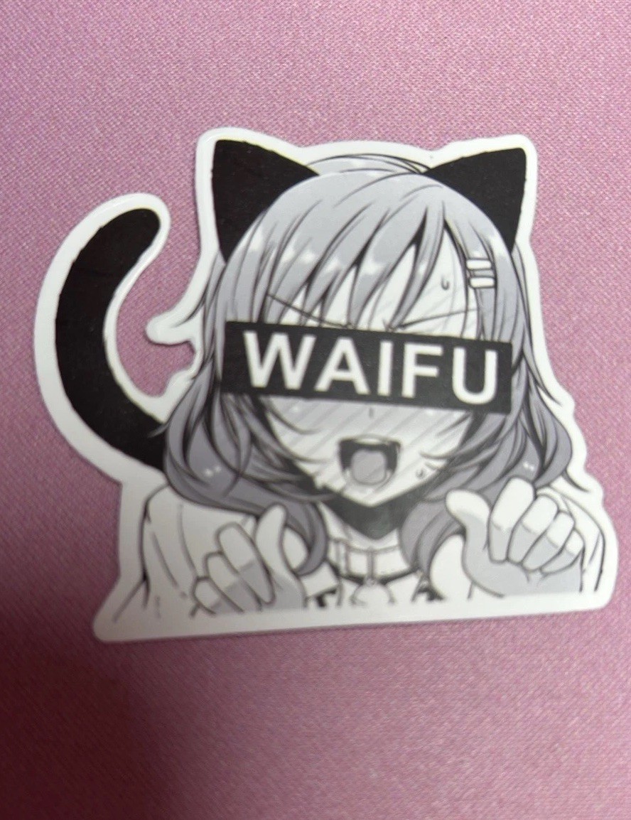 black and white waifu lewd stickers #6