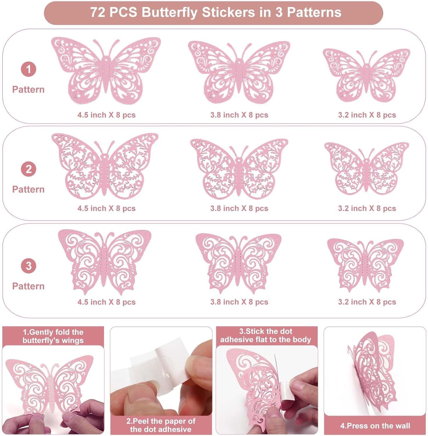 Charming 72Pcs 3D Butterfly Wall Decals – Removable Stickers for All Occasions