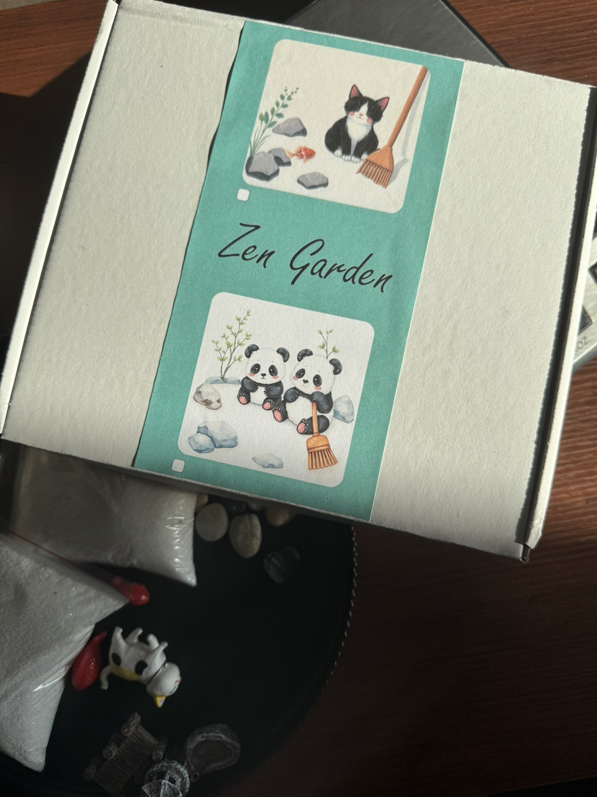 Panda Zen Garden 7 Inch by 7 Inch – with 2 Random Pandas Style Design New Gift