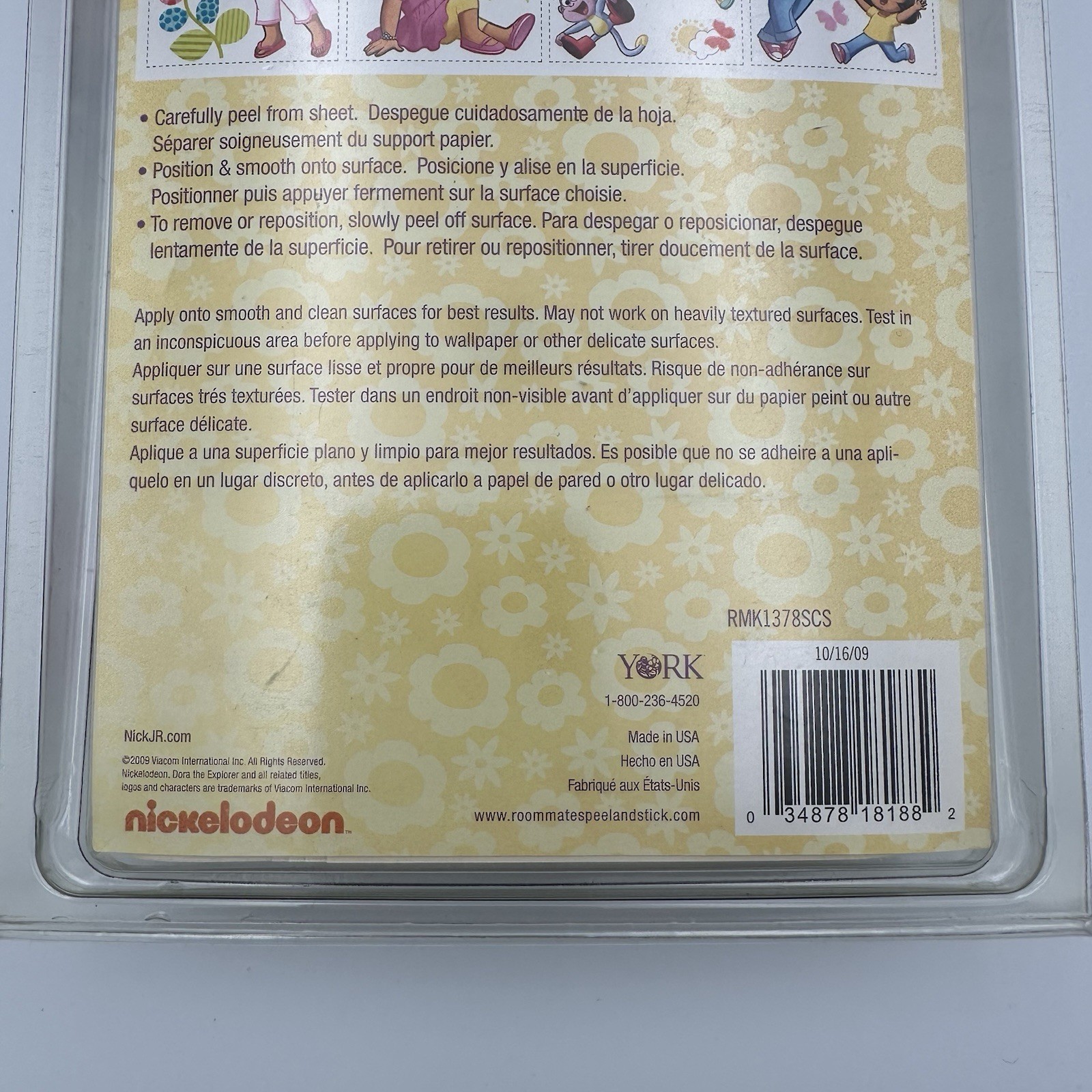 DORA THE EXPLORER Self-Peel & Stick Room Applique Wall Art Bedroom/Girl 2009