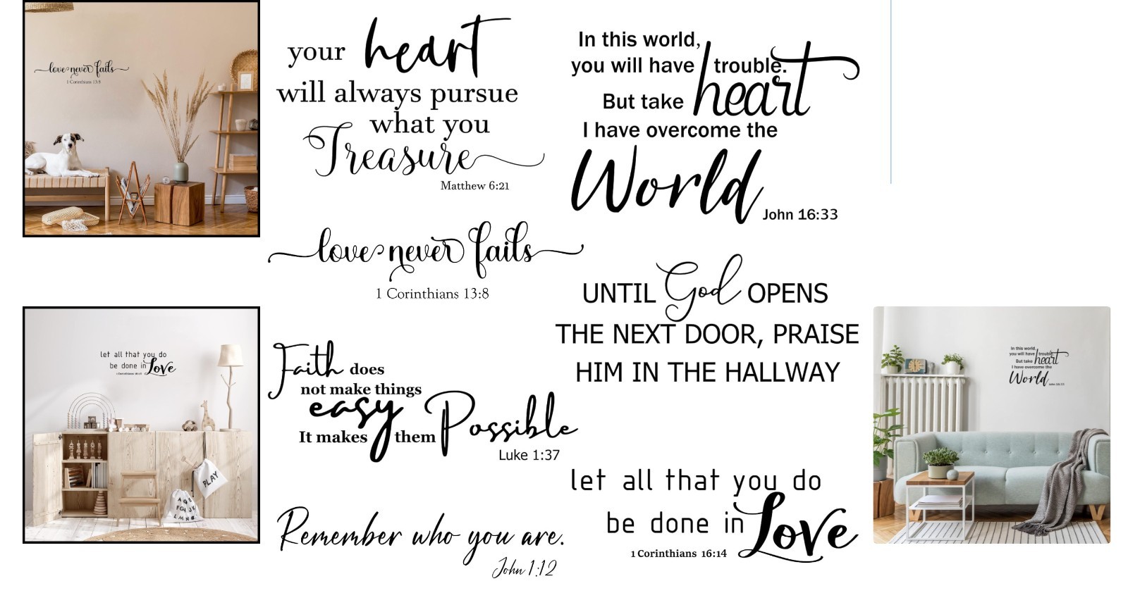 Religious Inspirational Quote Stickers – Peel and Stick for Elegant Spaces