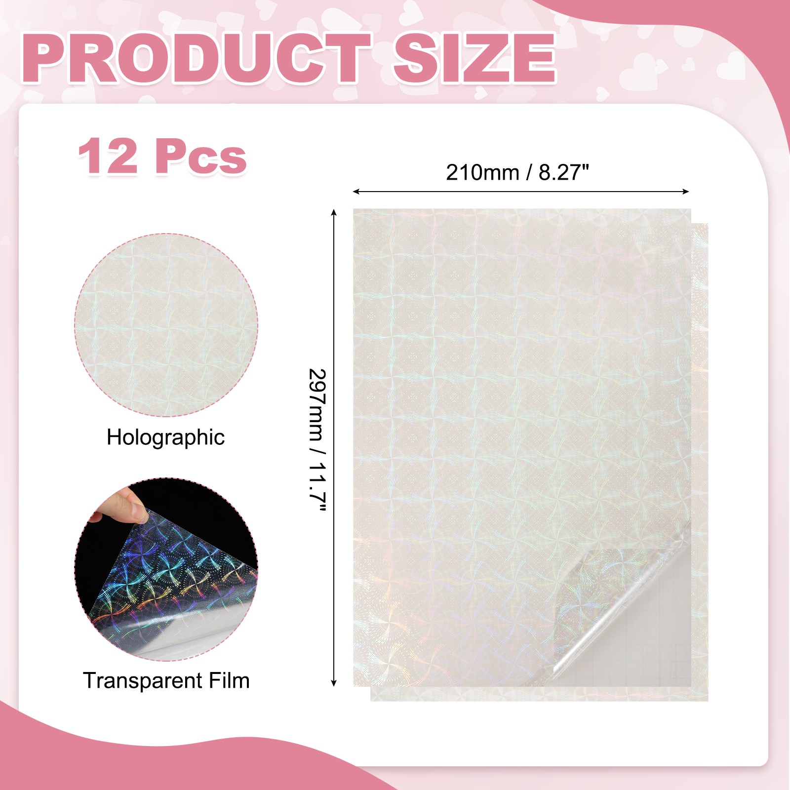 12 Sheets 8.3"x11.7" Holographic Sticker A4 Self-Adhesive Film(Windmill)