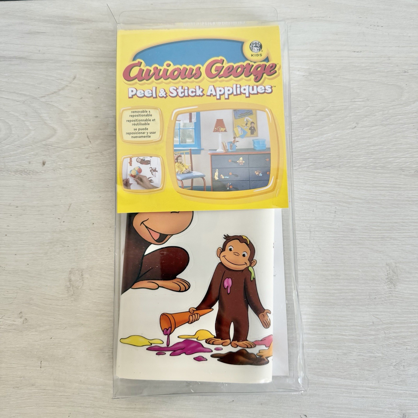 Curious George Monkey Room Mates Reusable Peel Stick Appliques Wall Accents NEW
