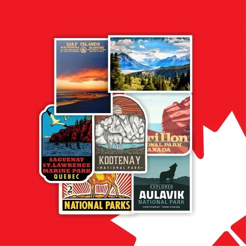 10 Random Canadian National Park Stickers Adventure Decals Laptop Free Shipping!