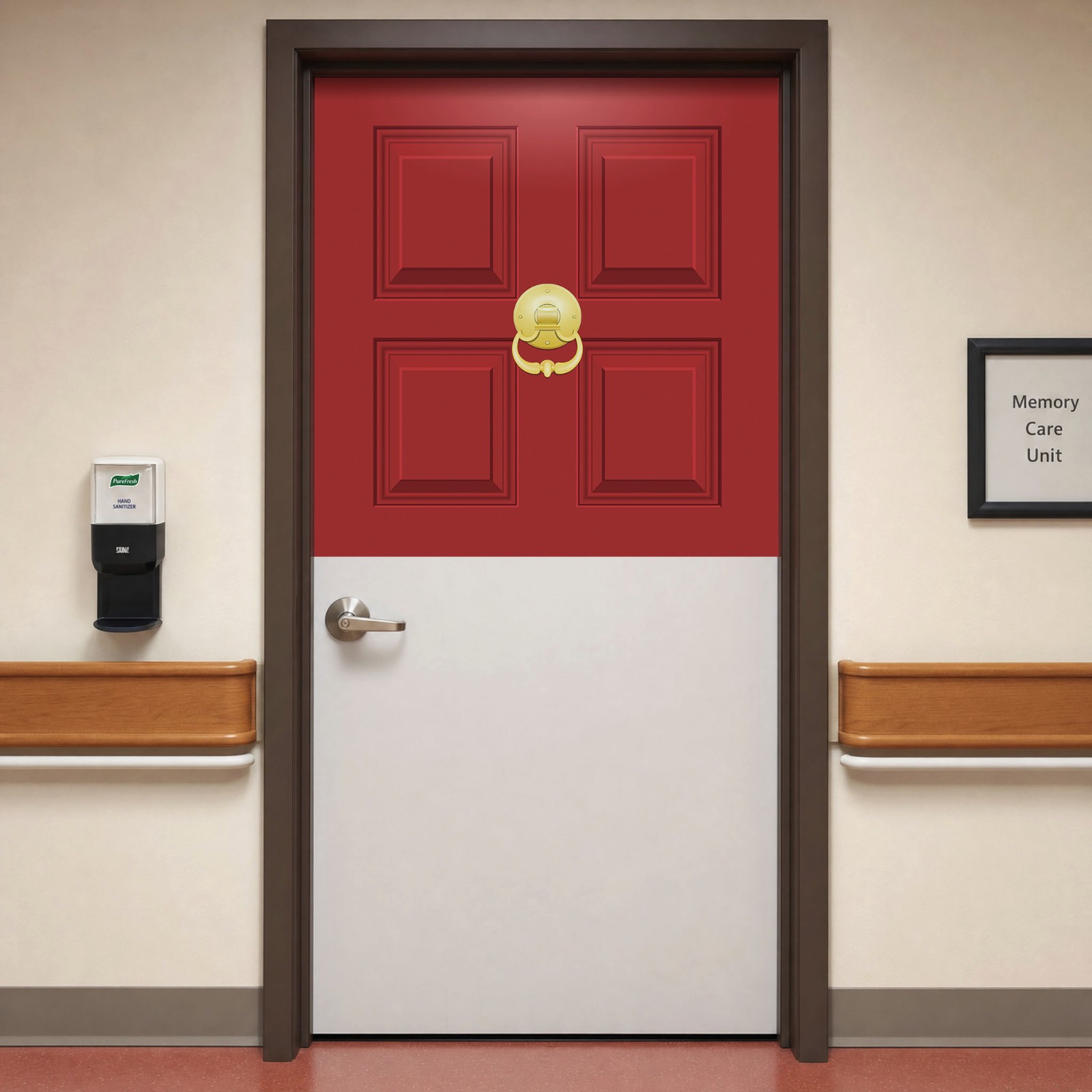 Set of Memory Care Top Half Door Wraps for Wayfinding, Custom Color Murals