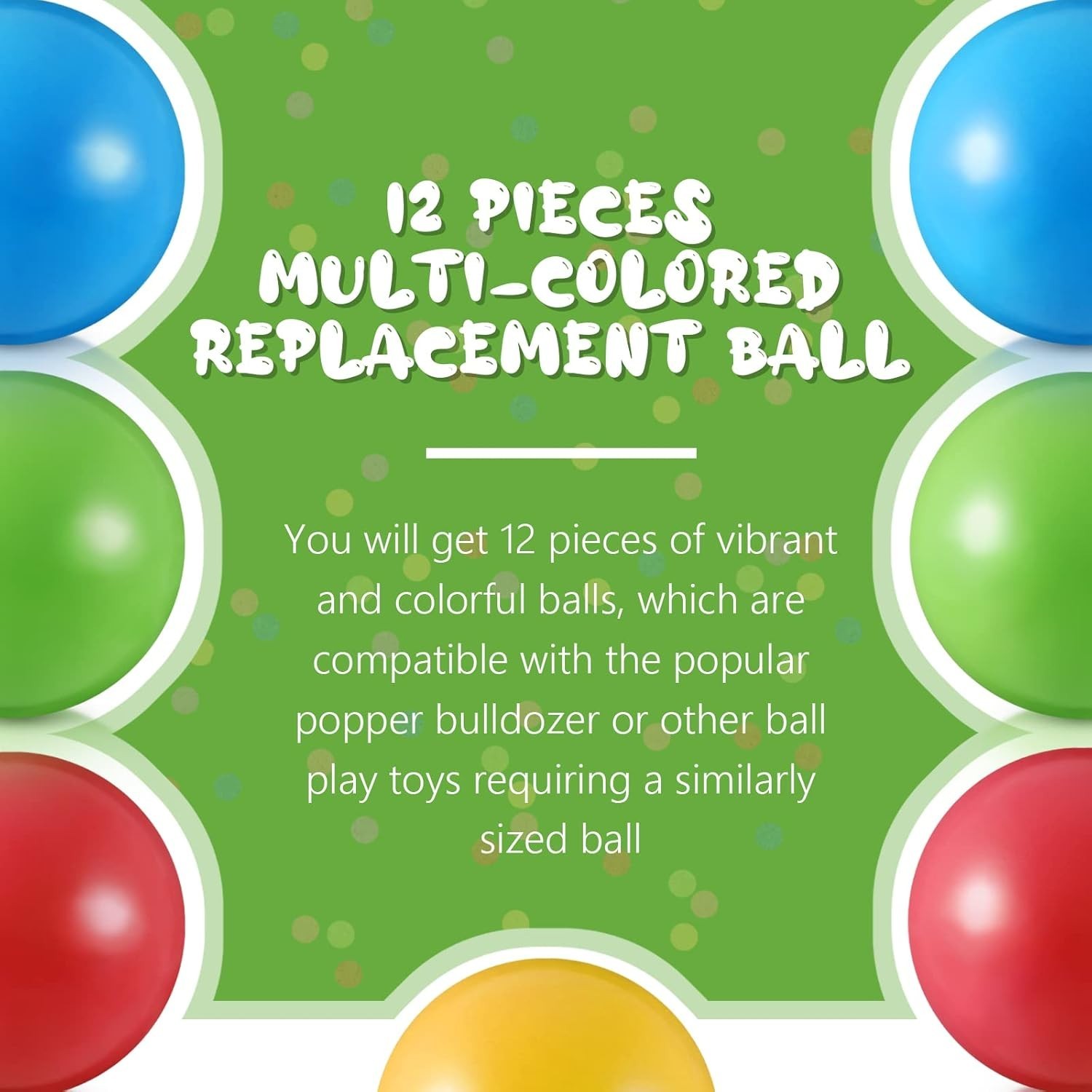12 Pcs Multi-Colored Replacement Ball Set for Vtech Pop-A-Balls Push & Bulldozer