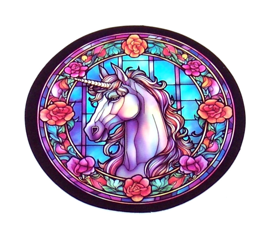 STAINED GLASS – Die Cut Sticker Decal Stained Glass Unicorn