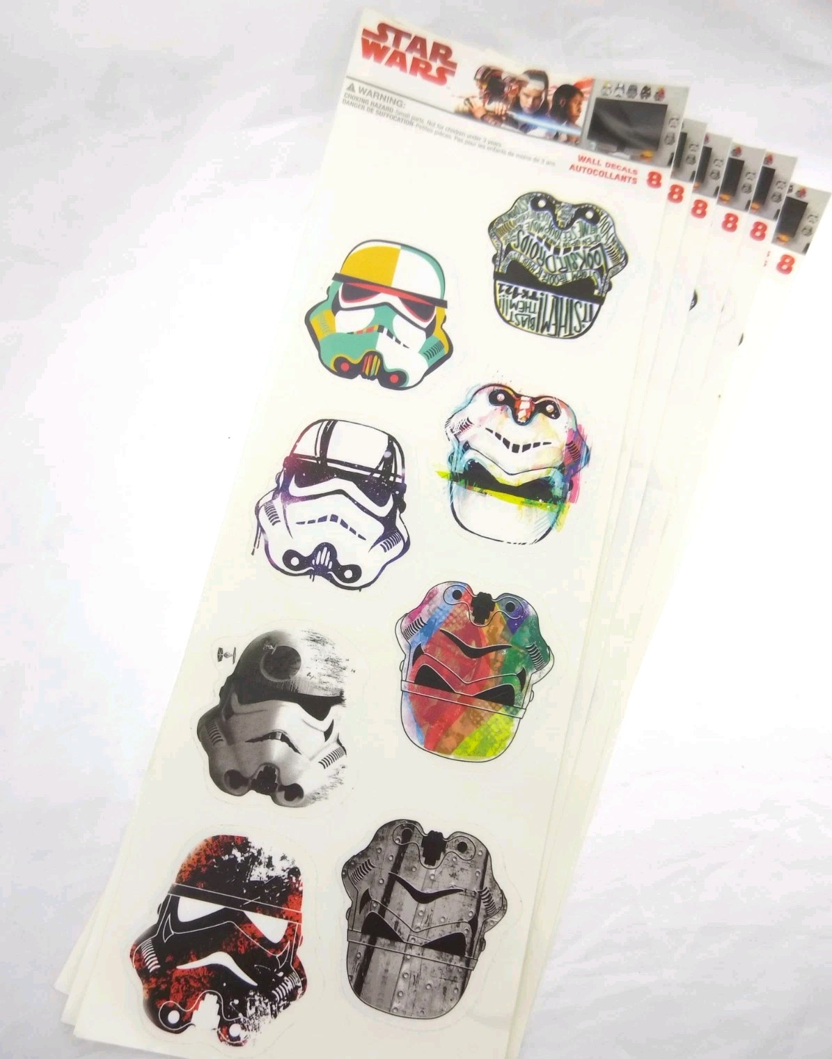 48 Star Wars Pop Art 3" Stormtrooper Head Helmet Wall Decals Multicolor