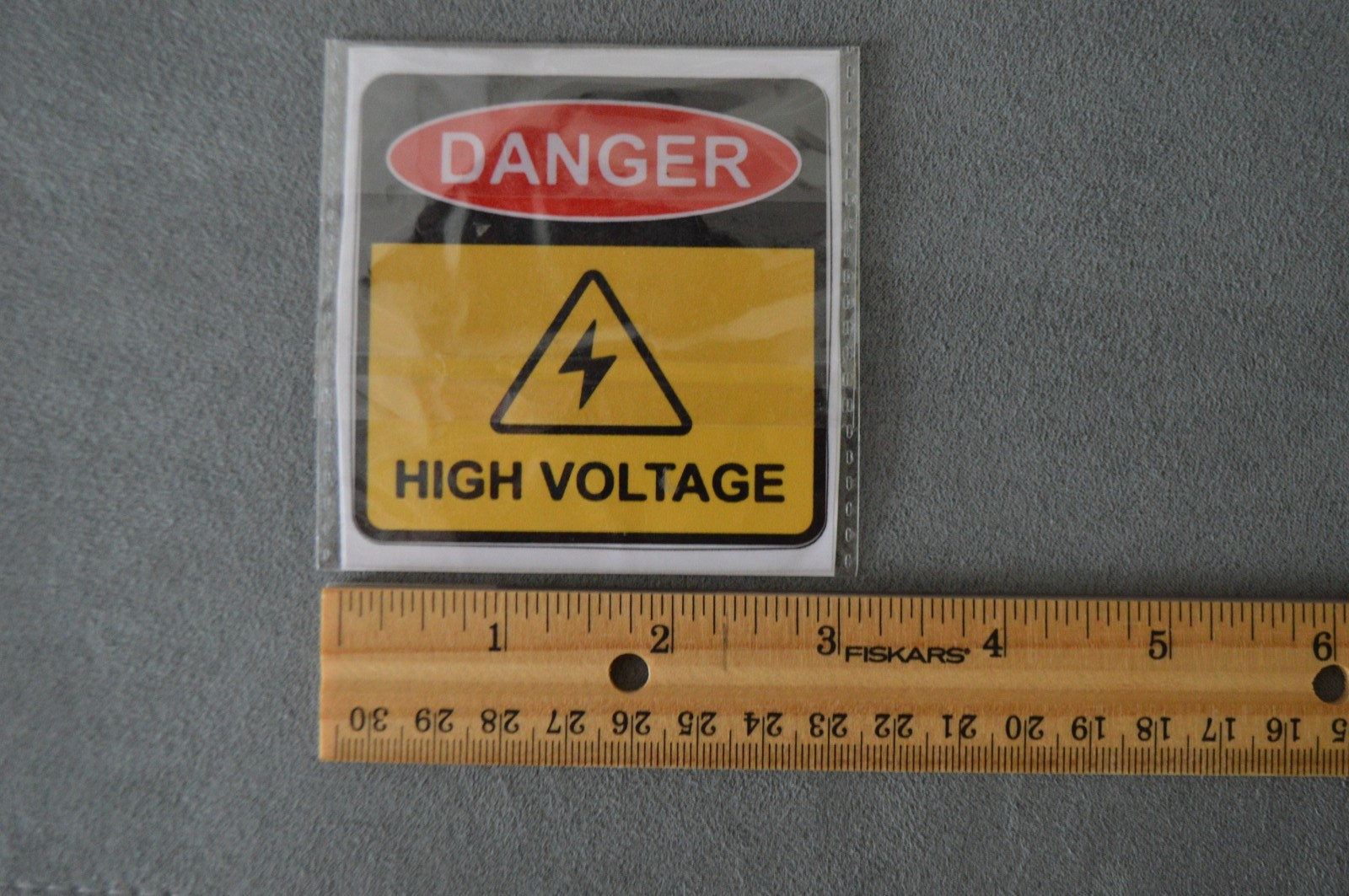 danger high voltage sticker decal 3" square red yellow black electronics safe