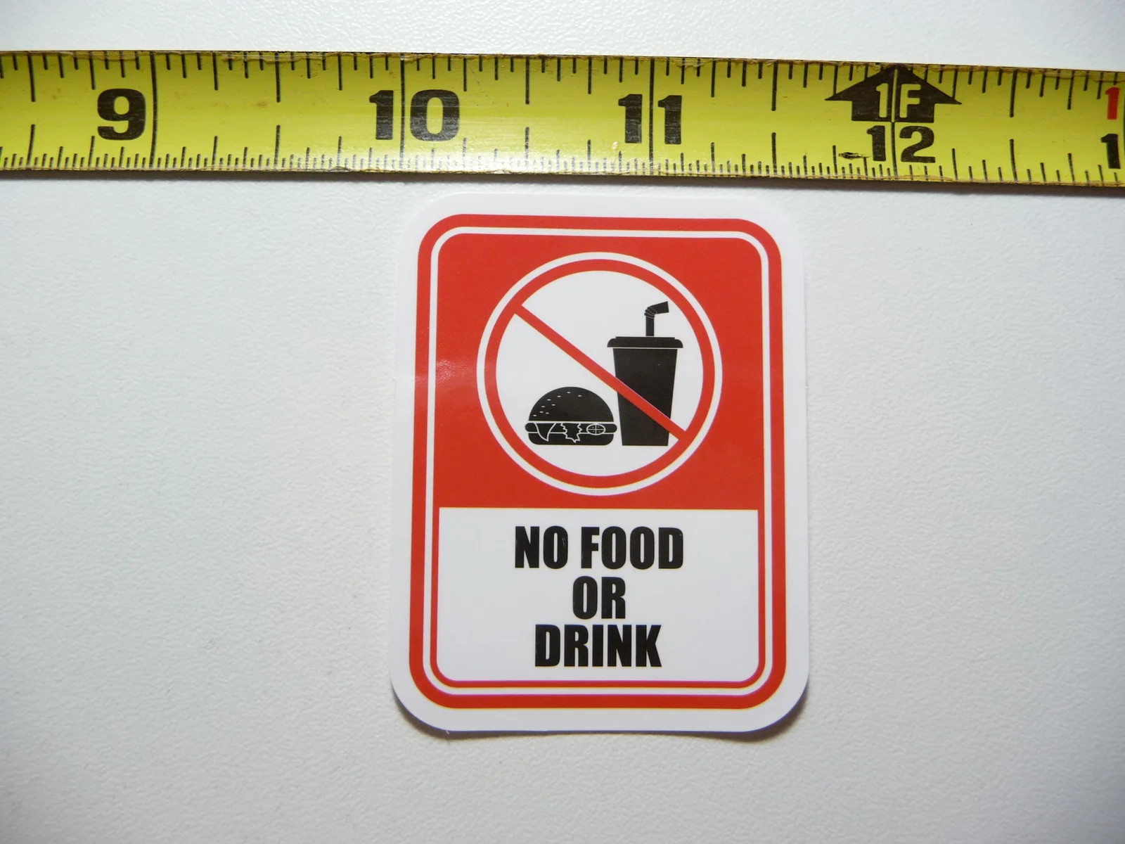 NO FOOD OR DRINK SMALL STICKER DECAL BUSINESS COMPANY POLICY BUILDING DOOR