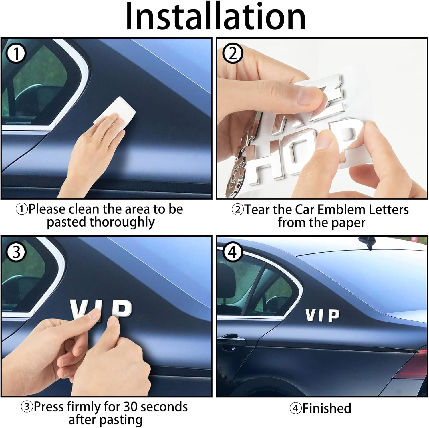 Car Emblem Letters Sticker DIY Chrome Number Symbol Decal