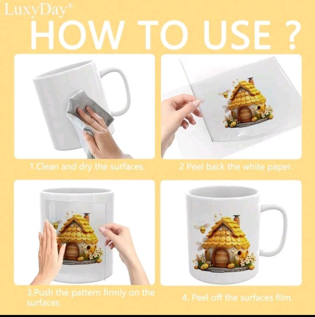 12pcs/Set LuxyDay Bee Sunflower Cartoon Vinyl UV Wrap Waterproof Cup Stickers
