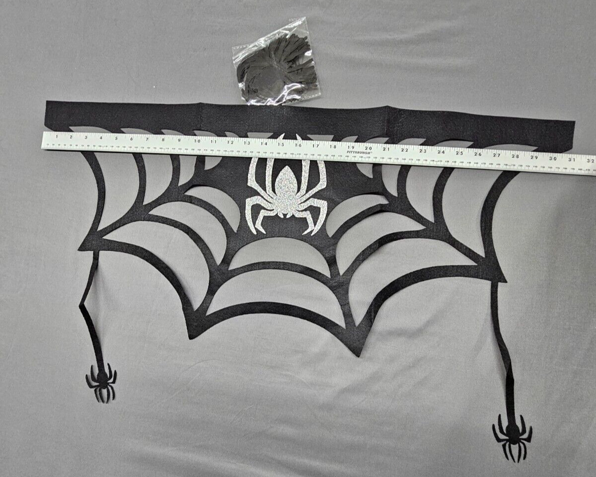 2 Packs Halloween Spider Flower Black window Scarves Black Spider Web 31×24"