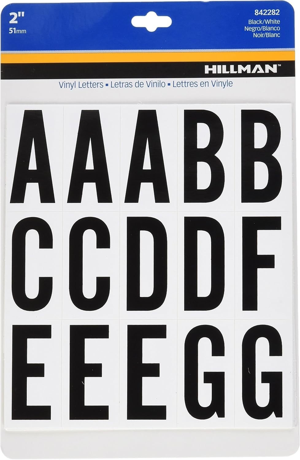 Compact Black & White 2-Inch Vinyl Letters: Ideal for Indoor & Outdoor Mounting