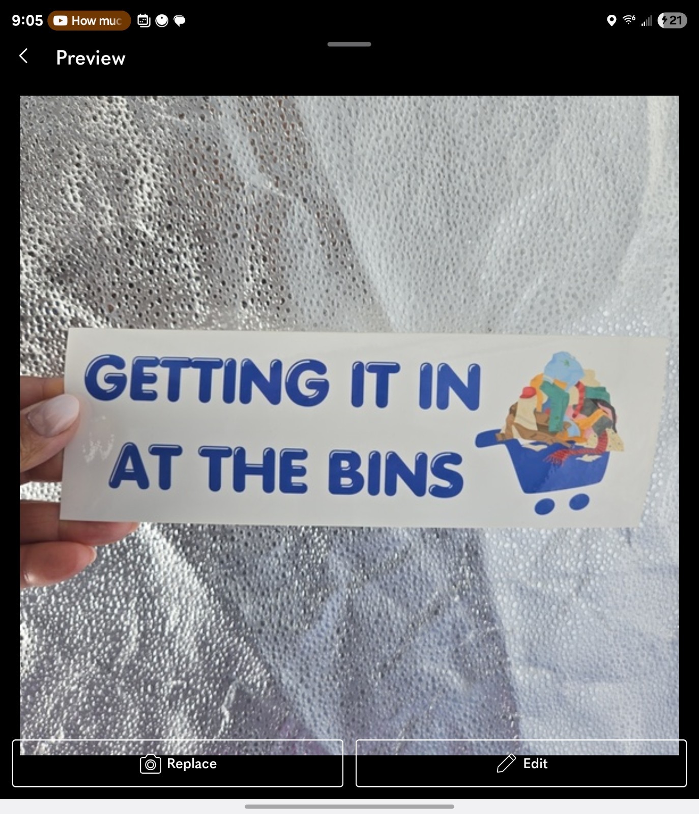 Getting it in at the Bins 9×3 inch glossy Goodwill bins graphic bumper sticker